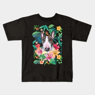 Tropical Brindle Bull Terrier Kids T-Shirt